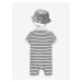 Sada dětského pruhovaného body a klobouku v modro-bílé barvě Tommy Hilfiger