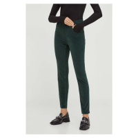 Manšestrové kalhoty Levi's 724 HIGH RISE STRAIGHT zelená barva, high waist