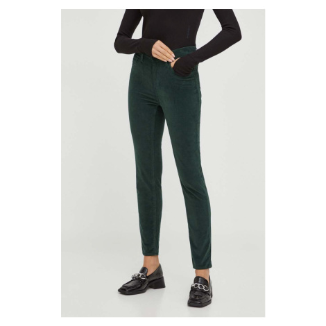 Manšestrové kalhoty Levi's 724 HIGH RISE STRAIGHT zelená barva, high waist Levi´s