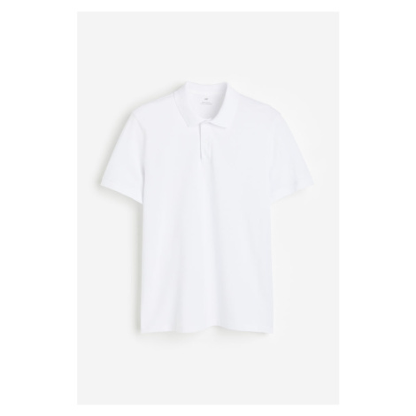 H & M - Tričko z piké s límečkem Regular Fit - bílá H&M
