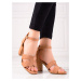 Krásné  sandály dámské hnědé na širokém podpatku