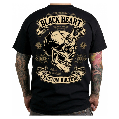 Triko BLACK HEART Devil Skull černá