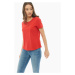 Tommy Hilfiger Tommy Jeans dámské červené tričko SOFT JERSEY TEE