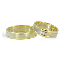 Snubní prsteny ze žlutého a bílého zlata 0057 + DÁREK ZDARMA