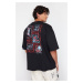 Trendyol Black Oversize Back Printed 100% Cotton T-Shirt