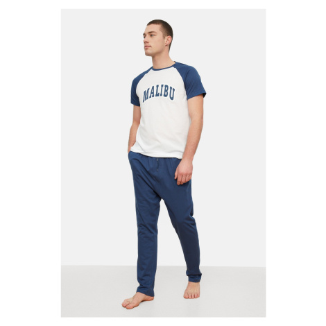 Trendyol Tmavě modrá pletená pyžamová souprava