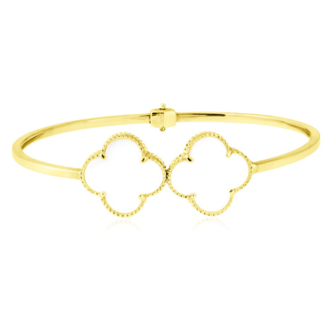 GEMMAX Jewelry Atraktivní zlatý náramek Čtyřlístek s korálem ve stylu Vintage délka UNI 16 - 18,
