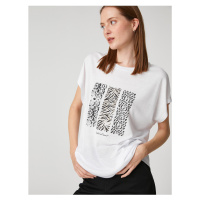 Koton Animal Printed T-Shirt Short Sleeved Crew Neck