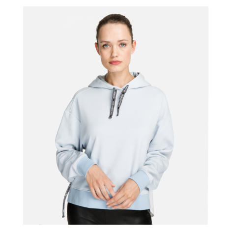 Mikina Karl Lagerfeld Poplin Fabric Mix Sweat W/Logo - Modrá