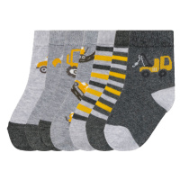 lupilu® Chlapecké ponožky s BIO bavlnou, 7 párů (pruhy šedá / žlutá / tmavě šedá )