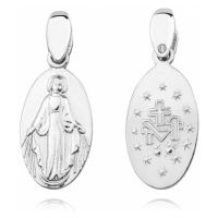 Klenoty Amber Stříbrný oboustranný medailonek -požehnaná Panna Marie