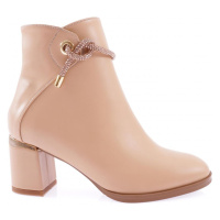 DGN 407 Women's Siler Stone Heeled Boots with Threads and Zippers at the Side.