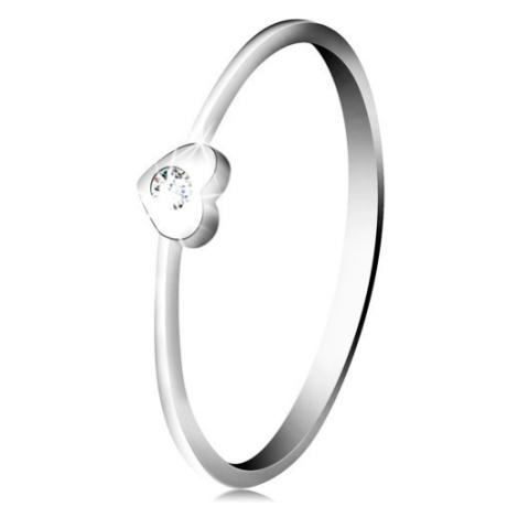 Diamantový prsten z bílého 9K zlata - srdce s čirým briliantem Šperky eshop