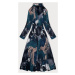 Hnědo-mořské dámské košilové šaty v délce do poloviny lýtek Ann Gissy (XY202113(3))