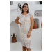 Carmen Beige Lace Short Sleeve Wedding Dress
