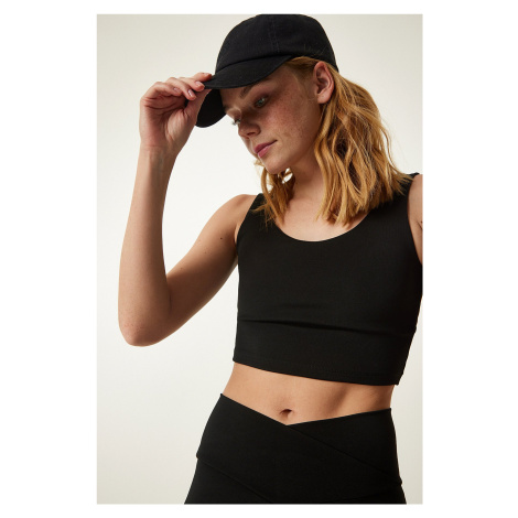 Happiness İstanbul Black Cross Back Detail Shaper Knitted Sports Bra