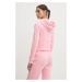 Mikina Juicy Couture dámská, růžová barva, s kapucí, s aplikací, JCWA122001
