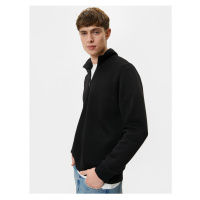 Koton Half Zipper Sweatshirt Basic Stand Collar Ribbed Long Sleeve