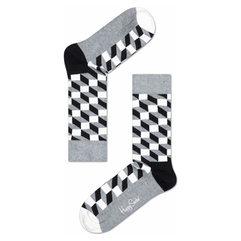 Šedivé ponožky Happy Socks s černobílým vzorem Filled Optic