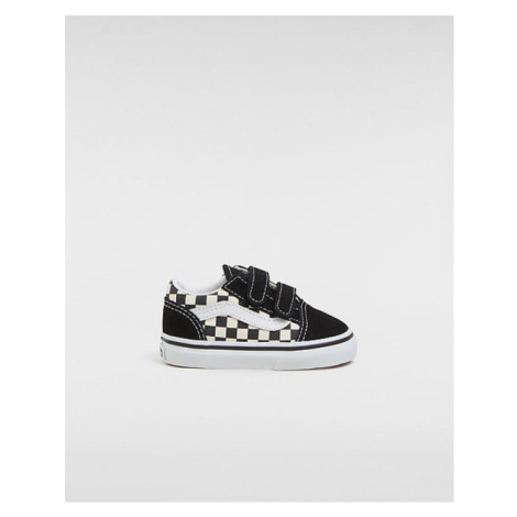 VANS Toddler Primary Check Old Skool Hook And Loop Shoes Blk/white) Toddler White, Size