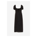 H & M - Šaty midi's nabíranými rukávy - černá