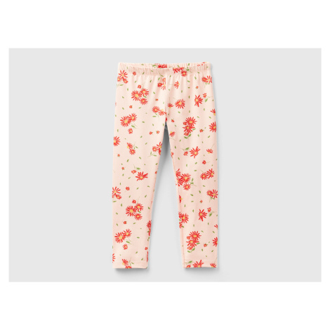 Benetton, Flesh Pink Leggings With Floral Print United Colors of Benetton