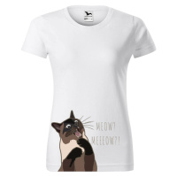 DOBRÝ TRIKO Dámské tričko s potiskem Naštvaná kočka Barva: Bílá