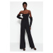 Trendyol Black Woven Piping Jumpsuit