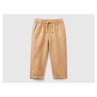 Benetton, Trousers In Linen Blend With Drawstring