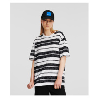 Tričko karl lagerfeld jeans klj relaxed stripe sslv tee black white aop