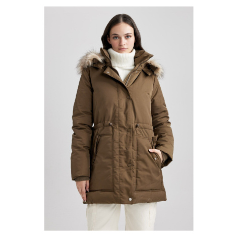 DEFACTO Water Repellent Oversize Wide Cut Detachable Faux Für Hooded Coat Parka