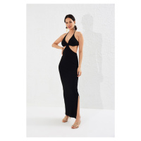 Cool & Sexy Women's Black Camisole with Open Waist Dress