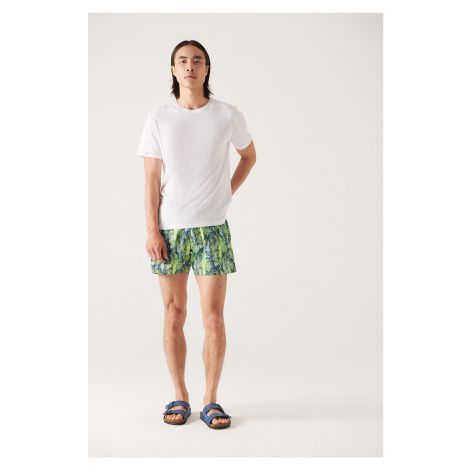 Avva Men's Green Printed Swim Shorts