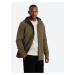 Ombre Men's transitional jacket with hood - brown