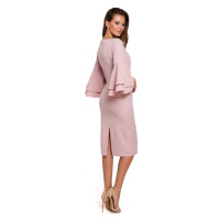 Plášťové šaty s rukávy růžové model 18002413 - Makover