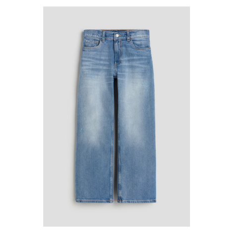 H & M - Loose Fit Wide Leg Low Jeans - modrá H&M