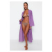 Trendyol Maxi Woven Kimono & Caftan with Purple Belt