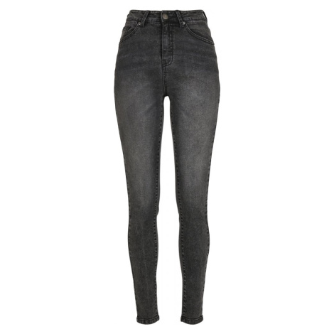 Ladies High Waist Skinny Jeans - black stone washed Urban Classics