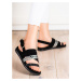 Designové černé dámské sandály bez podpatku