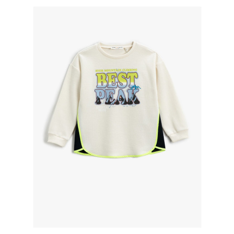 Koton Color Contrast Sweatshirt Slogan Theme with Printed Ribbed