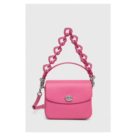 Kožená kabelka Coach Cassie růžová barva