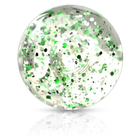 Plastová průhledná kulička na piercing se zelenými flitry, 5 mm, sada 10 ks Šperky eshop