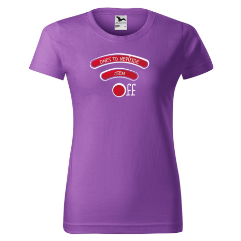 DOBRÝ TRIKO Dámské tričko s vtipným potiskem Jsem OFF Barva: Fialová
