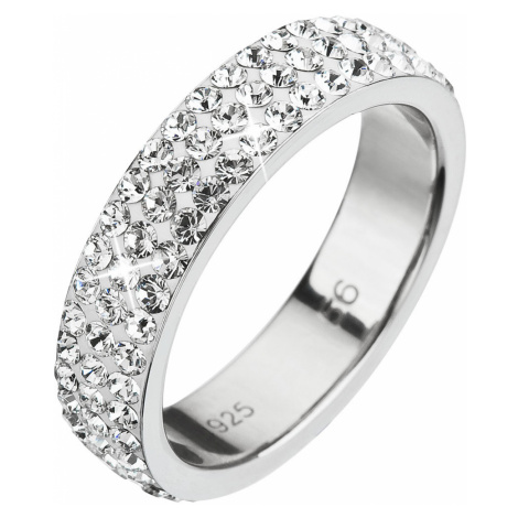 Evolution Group Stříbrný prsten s krystaly Swarovski bílý 35001.1