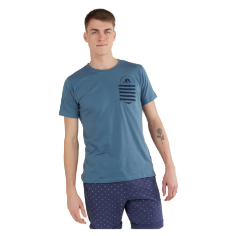 FUNDANGO-Jaggy Pocket T-shirt-460-turkis Modrá