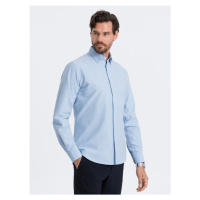 Ombre Clothing Elegantní světle modrá košile oxford V2 OM0114