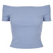 Ladies Off Shoulder Rib Tee - violablue