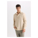 DEFACTO Regular Fit Polo Neck Cotton Long Sleeve Shirt