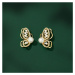 Éternelle Náušnice s perlou a zirkony Ramona - motýl E1354-E1002 Bílá