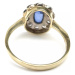 AutorskeSperky.com - 14 kt zlatý prsten se safírem a zirkony - S4269